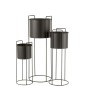 Lot de 3 cache pots sur pied noir en métal 28x28x80 cm