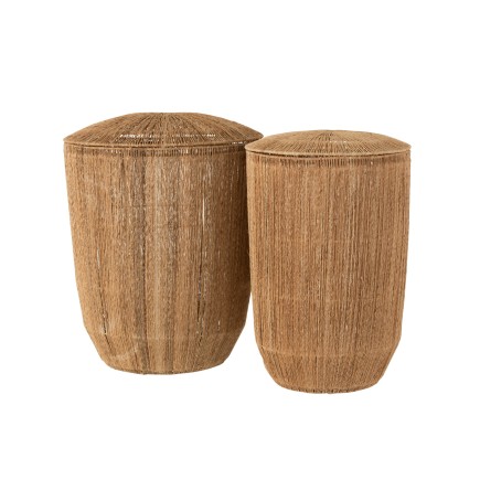 Set di 2 cesti per il bucato in rattan di bambù naturale 58x45x45cm