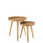 Set de 2 tables plateaux en bois naturel 51x51x55 cm