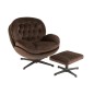 Chaise relax avec repose pied en métal marron 83x88x84 cm