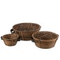 Lot de 3 paniers en rotin avec hanse en bois marron 43x49x18 cm