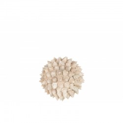 Boule en coquillages en Pierre blanc 13x13x13 cm