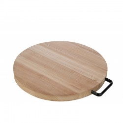 Tabla de cortar redonda de madera natural de 39 cm de diámetro