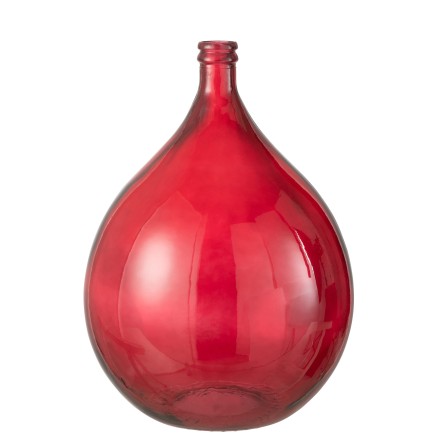 Vase dame jeanne en verre rouge 38x38x56 cm