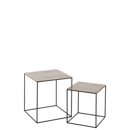 Set de 2 tables en métal argent 50.5x50.5x55 cm