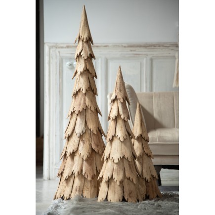 Sapin de Noël décoratif en bois naturel 29x29x80 cm