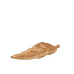 Plat en forme de feuille en tek naturel L52cm