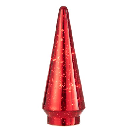 Albero di Natale decorativo a led in vetro rosso 12x12x33 cm