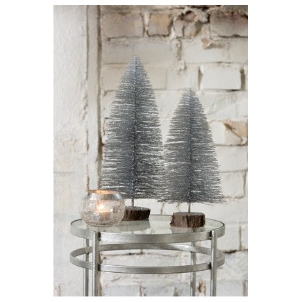 Sapin de Noël décoratif en plastique argent 10x10x16 cm