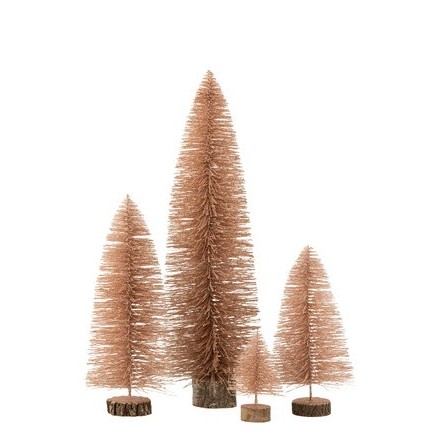 Sapin de Noël décoratif en plastique rose doré 10x10x15 cm