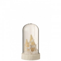 Campana alta led ciervos cristal/resina blanco Alt. 17 cm