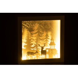 Cadre de Noël illuminé en plastique argent 24.5x7x24.5 cm