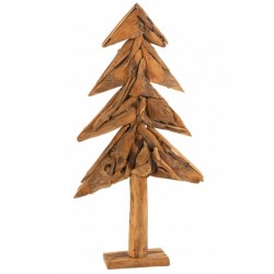 Arbre de Noël morceaux de teck en bois naturel 60x24x120 cm