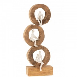 Figura 3 personajes pensativos anillos madera de mango/aluminio natural/blanco Alt. 59