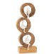 Personnage assis dans 3 cercles en bois blanc 23x10x60 cm