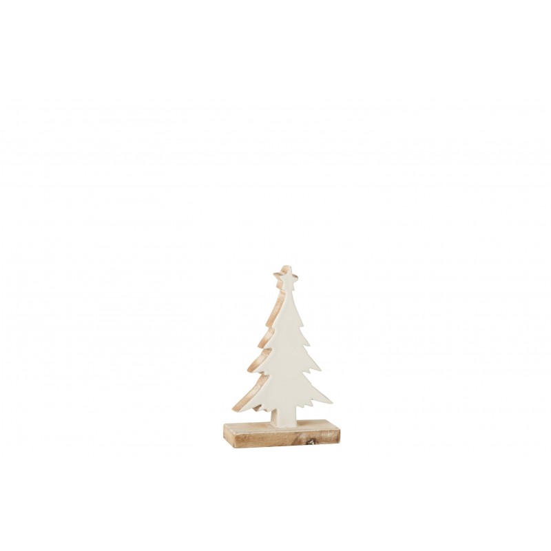 Sapin de Noël décoratif en bois de manguier blanc 13.5x5x21 cm