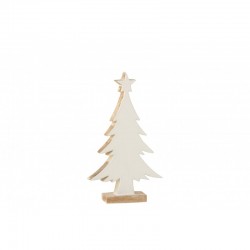 Sapin de Noël décoratif en bois de manguier blanc 18.5x4x32 cm