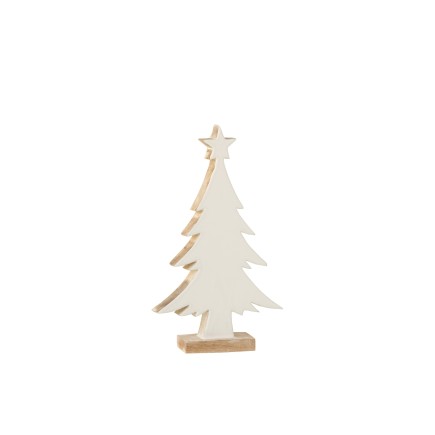 Sapin de Noël décoratif en bois de manguier blanc 18.5x4x32 cm