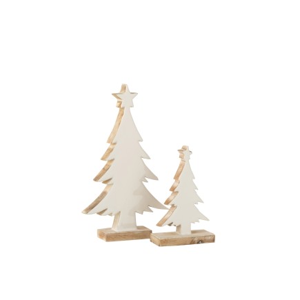 Sapin de Noël décoratif en bois de manguier blanc 18.5x4x32 cm