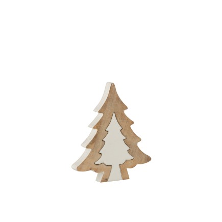 Sapin de Noël décoratif en bois de manguier blanc 2.5x19x23 cm