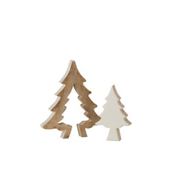 Sapin de Noël décoratif en bois de manguier blanc 2.5x19x23 cm