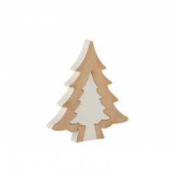 Sapin de Noël décoratif en bois de manguier blanc 30x26x3.5 cm