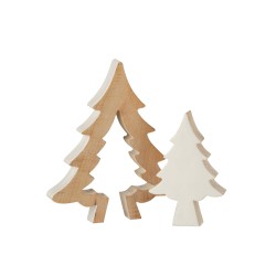 Sapin de Noël décoratif en bois de manguier blanc 30x26x3.5 cm