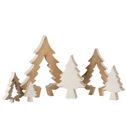 Sapin de Noël décoratif en bois de manguier blanc 30x26x3.5 cm