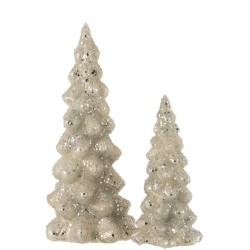 Sapin de Noël décoratif à led en verre argent 14x14x35 cm