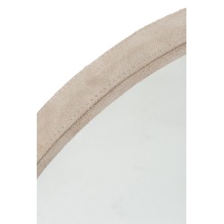 Miroir rond avec cadre en cuir beige de 40 cm