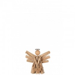 Ángel + corazón rama madera natural Alt. 22 cm