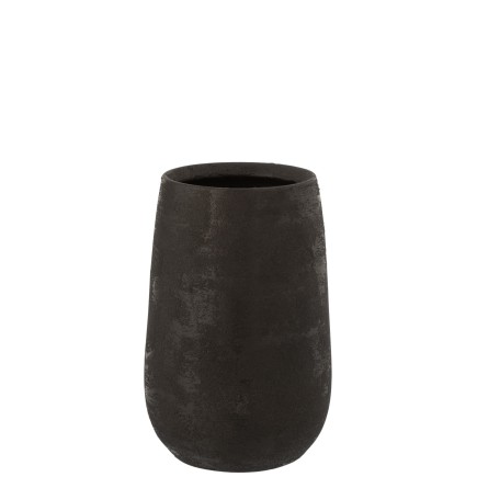 Vase irrégulier rugueux en céramique noir 19x31 cm