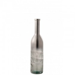 Vase bouteille en verre gris 17x17x75 cm