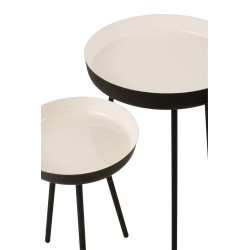 Lot de 3 tables gigogne en métal blanc 52x52x58 cm