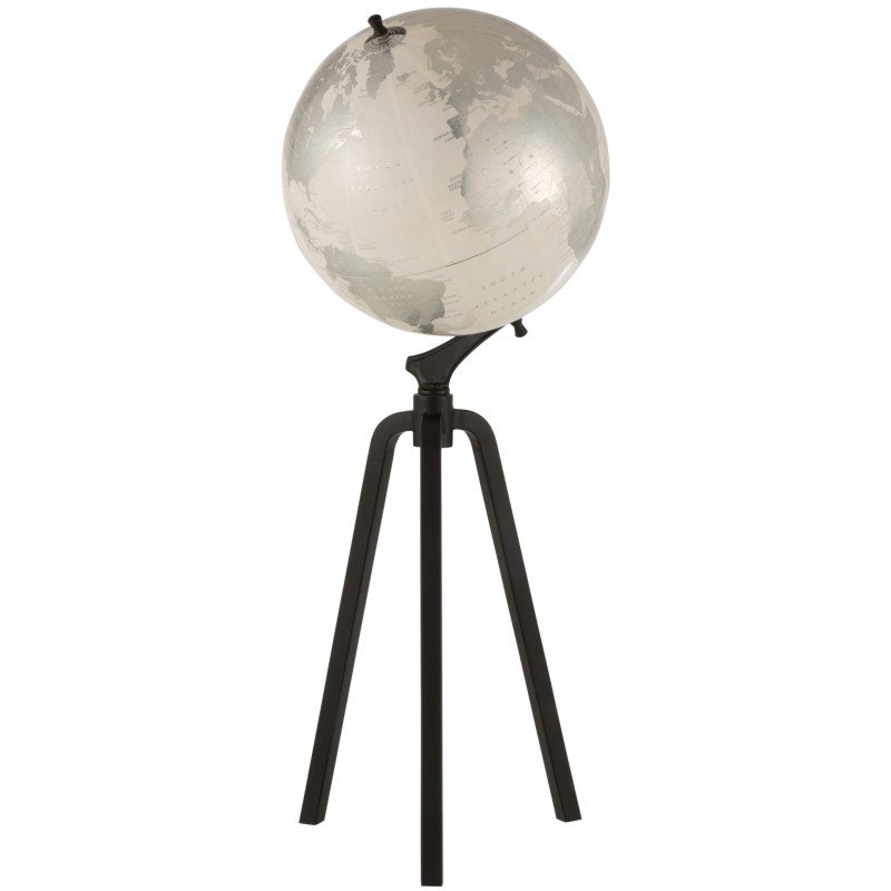 Globe terrestre sur pied en blanc 38x38x103 cm