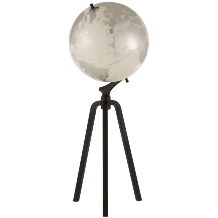 Globe terrestre sur pied en blanc 38x38x103 cm